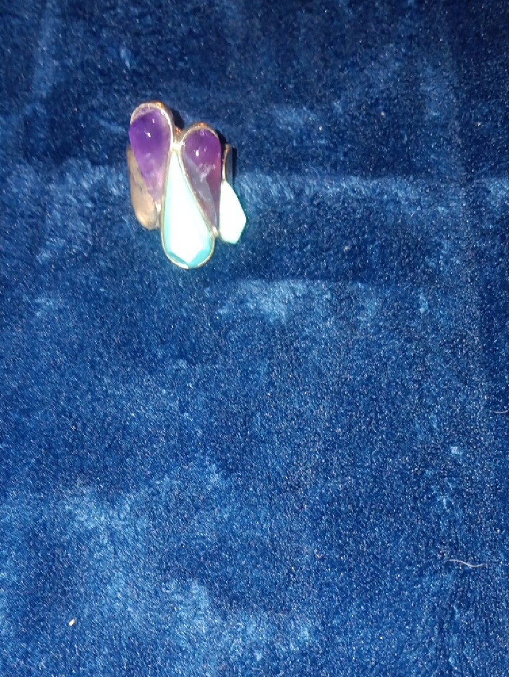 Colorful Teardrop Stone Ring - Purple & Turquoise